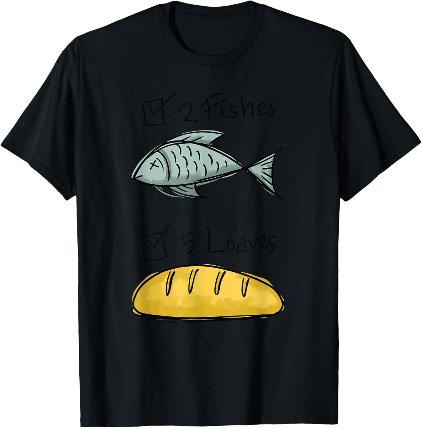 Christian shirt Women Kids Girls Five Loaves Two Fish Jesus T-Shirt - T-Shirt | Black