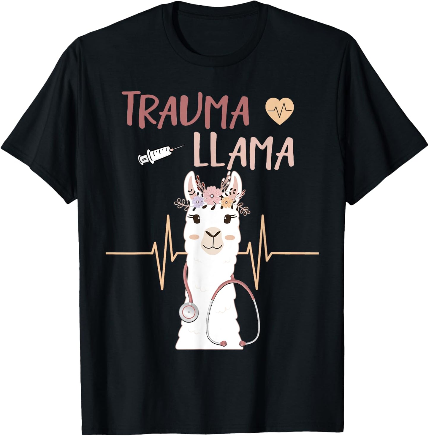 Trauma Llama Nurse EMT Paramedic Nursing Alpaca Gift T-Shirt - T-Shirt | Black