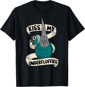 Kiss My Parrot Underfluffies I Turquoise Green Cheek Conure T-Shirt - T-Shirt | Black