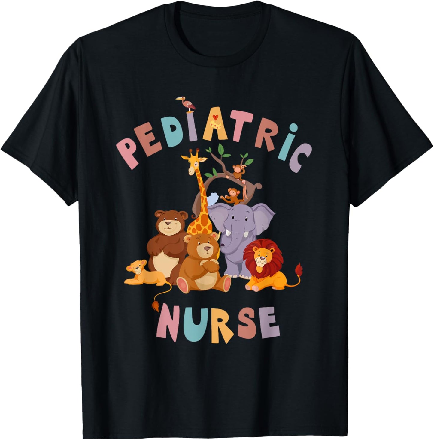 Pediatric Nurse PEDS Nursing Appreciation Pediatric Animal T-Shirt - T-Shirt | Black