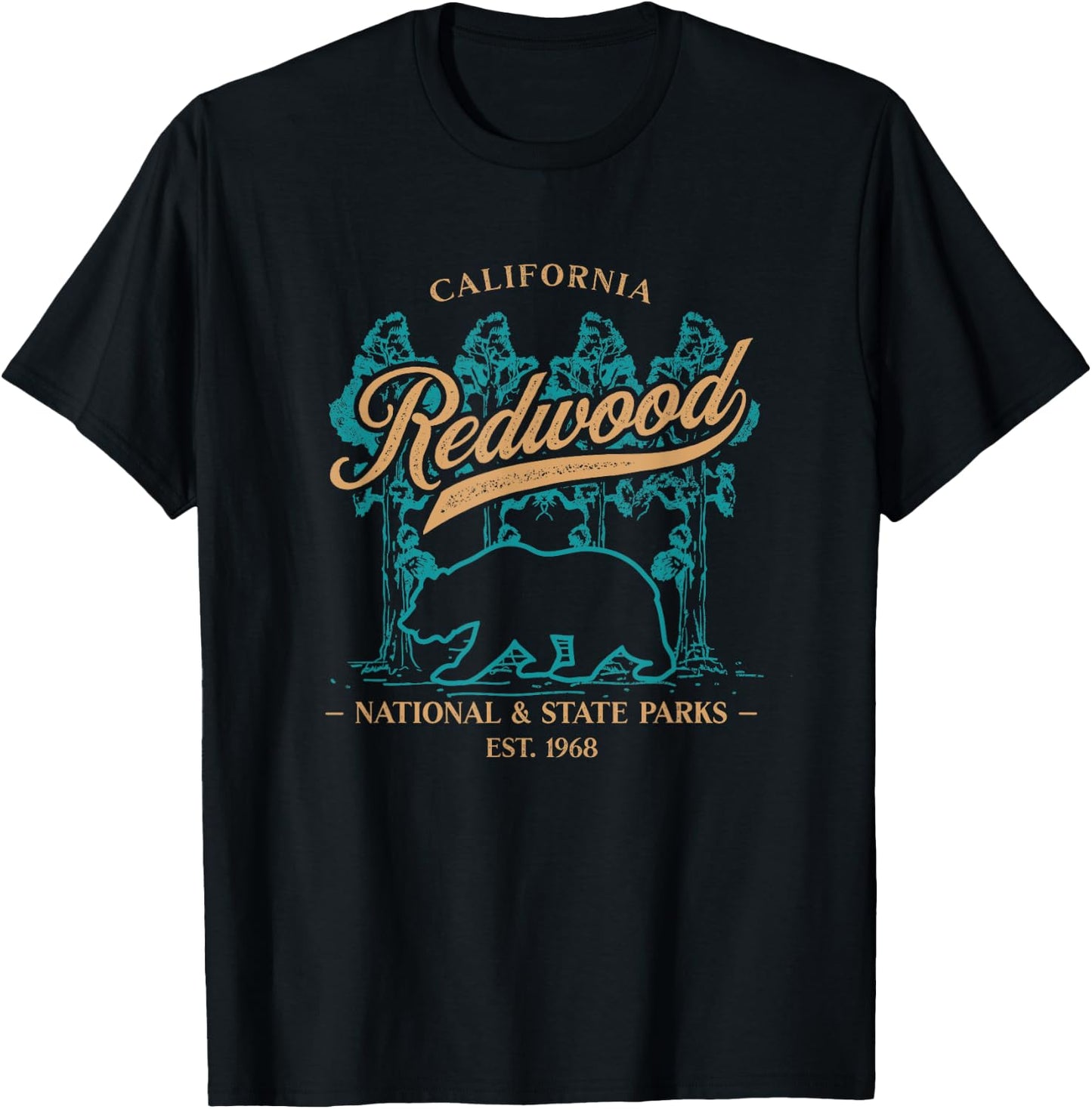 Redwood National State Parks California Coast USA Souvenir T-Shirt - T-Shirt | Black