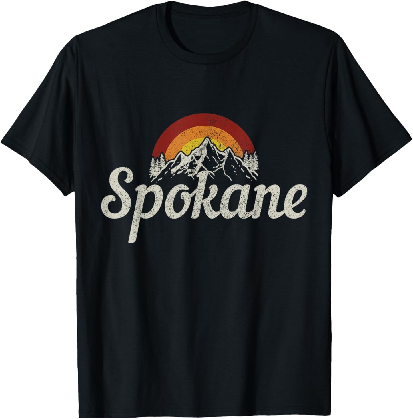 Spokane Washington Vintage Mountains Pride T-Shirt - T-Shirt | Black
