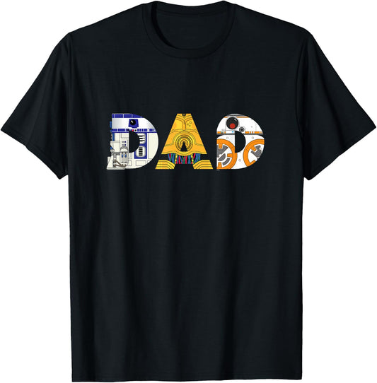 Star Wars Droids R2-D2 C-3PO BB-8 Dad Father’s Day Birthday T-Shirt - T-Shirt | Black