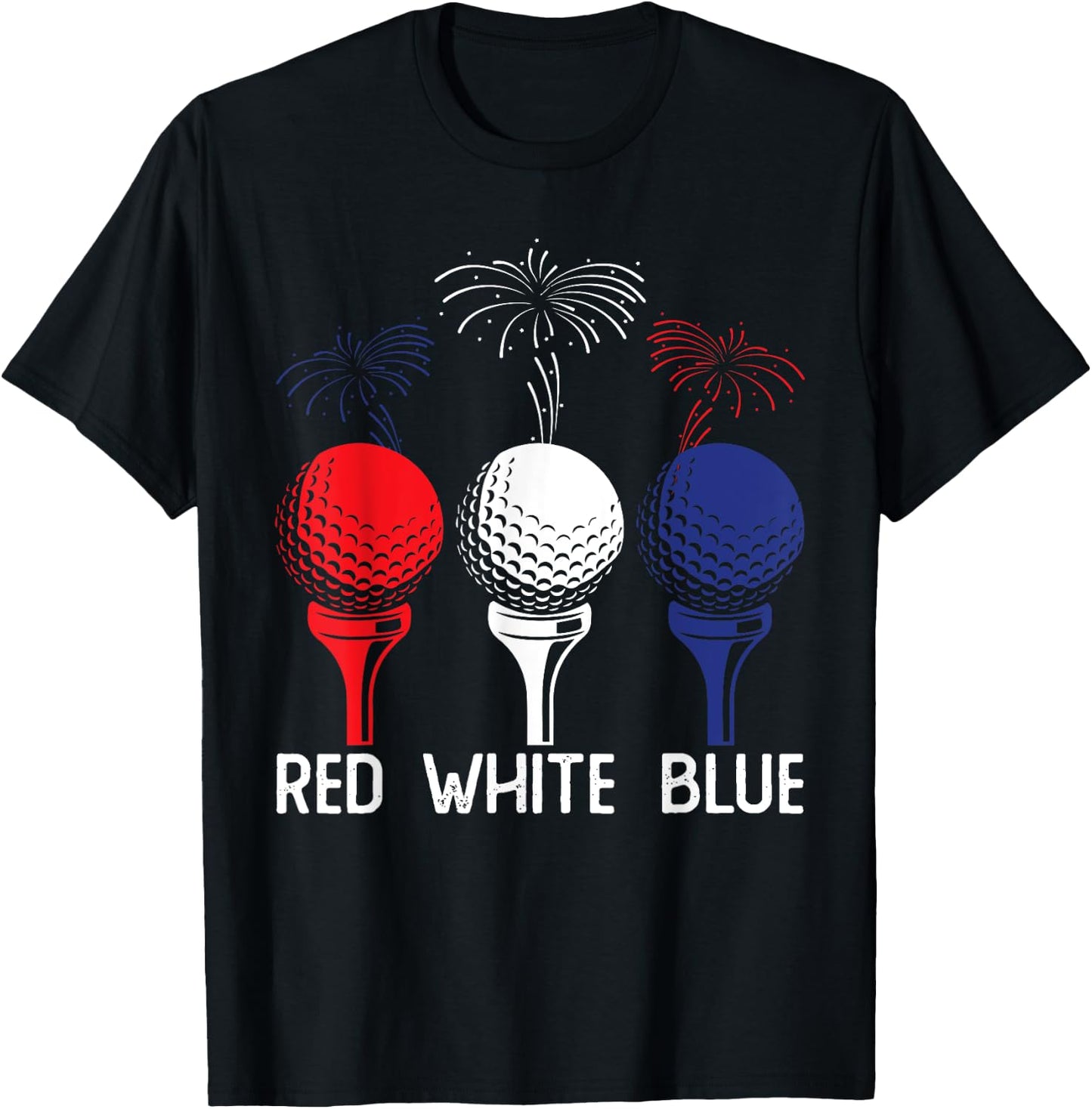Golf Red White Blue Us Flag Patriotic 4th Of July Men T-Shirt - T-Shirt | Black