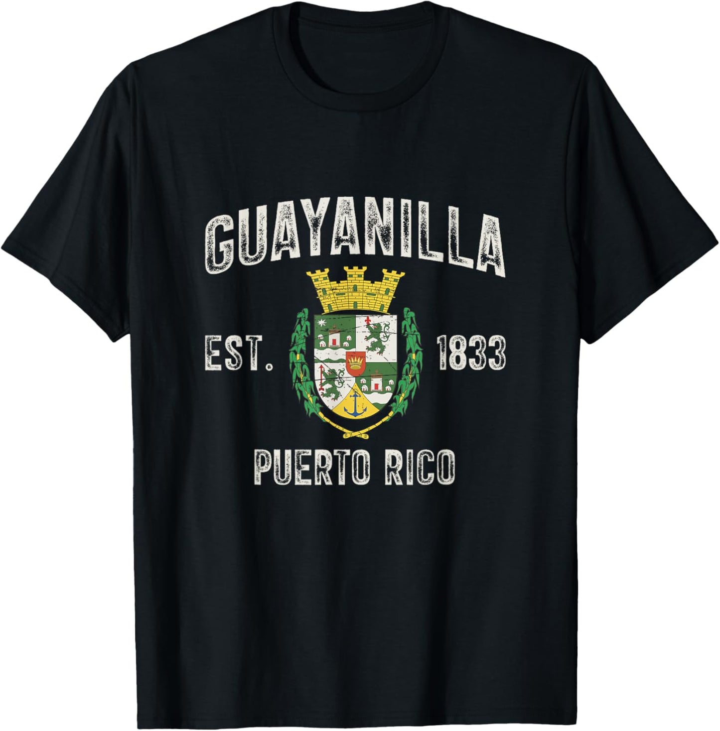 Guayanilla City In Puerto Rico Est 1833, Guayanilla Armorial T-Shirt - T-Shirt | Black