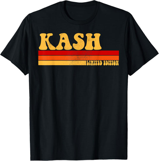AmaStyle Co. KASH Name Personalized Idea Men Retro Vintage KASH , Small, Black T-Shirt - T-Shirt | Black
