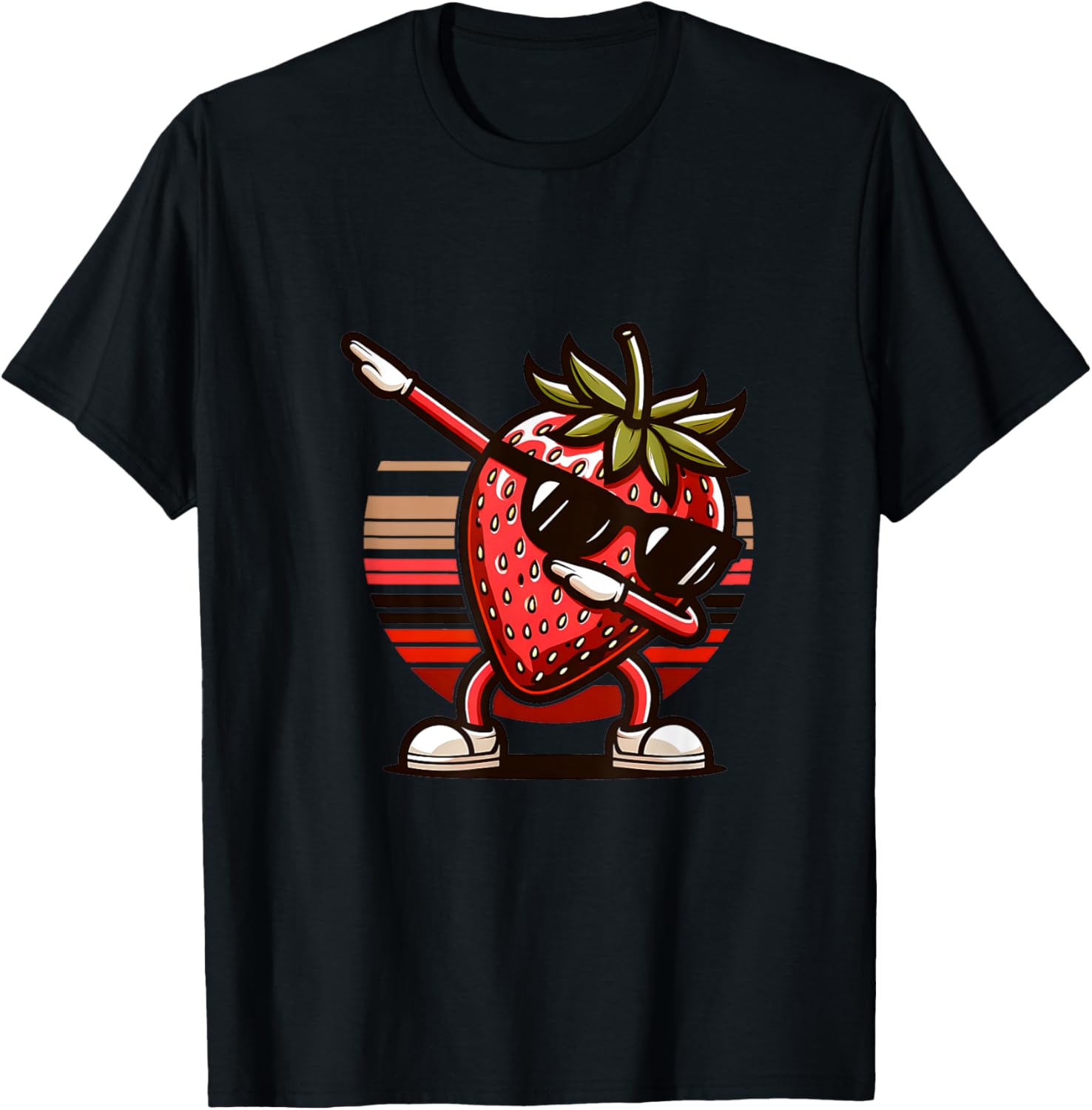 Funny Dab Strawberry Dancing Dabbing Fruit Meme T-Shirt - T-Shirt | Black