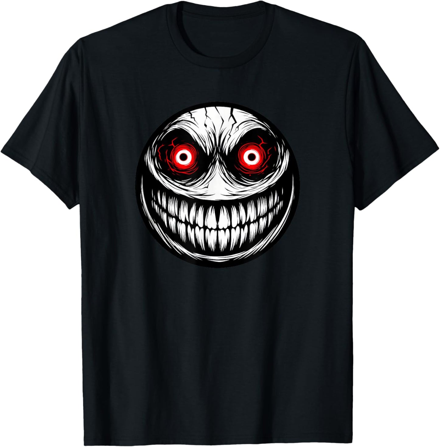 Evil Smile Face Creepy Red Eyes T-Shirt - T-Shirt | Black