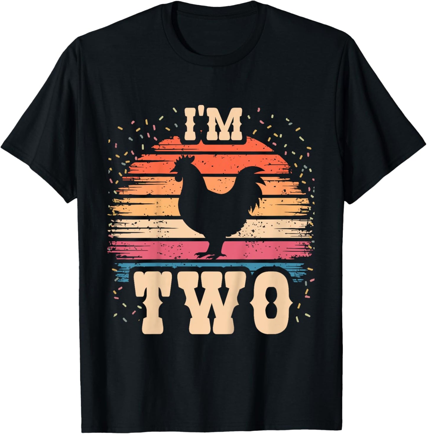 Chicken 2 Year Old Birthday Boy Girl 2nd Chicken Birthday T-Shirt - T-Shirt | Black