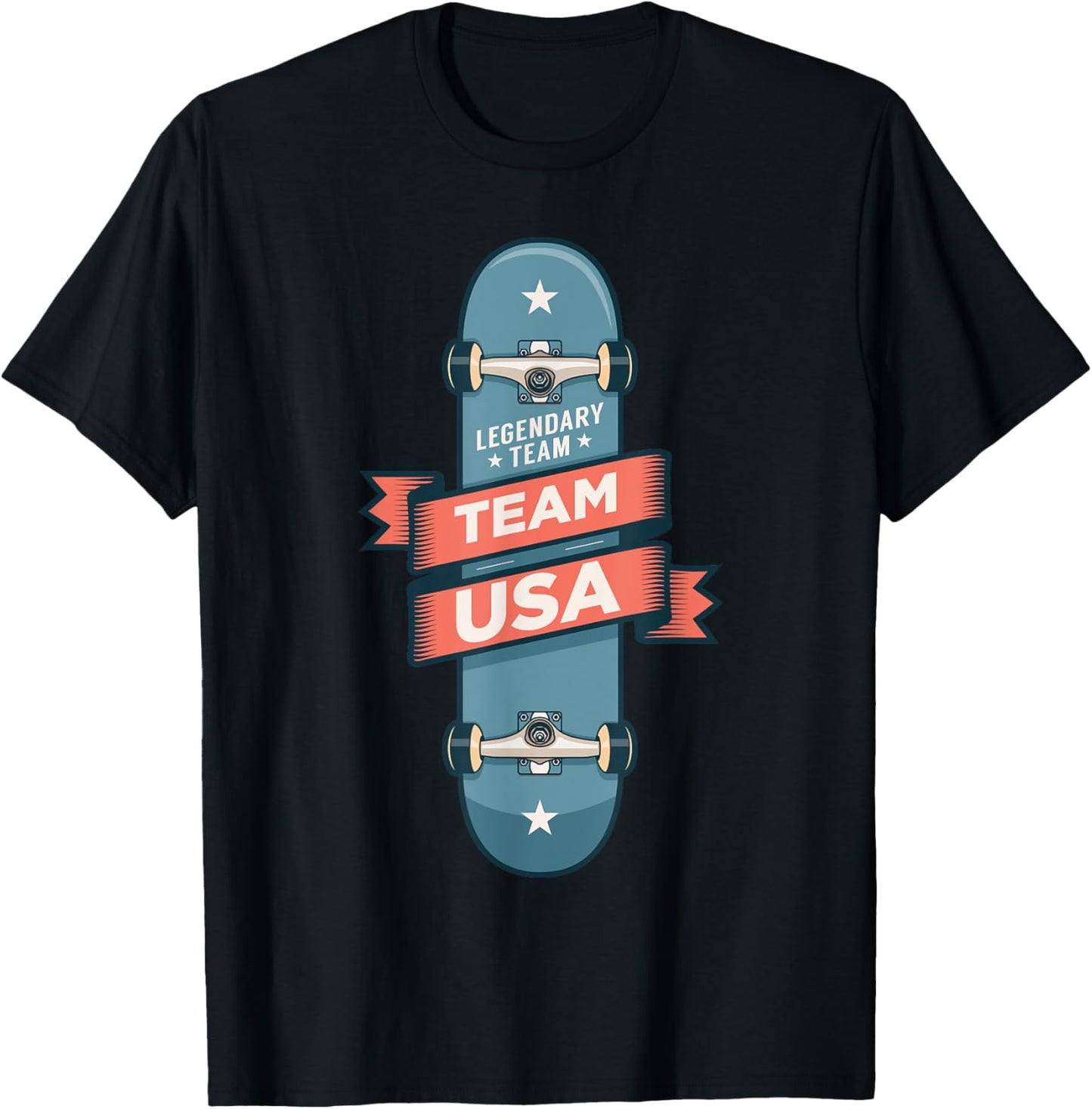 Skateboarding USA Support the Team Shirt USA Flag Skateboard T-Shirt - T-Shirt | Black