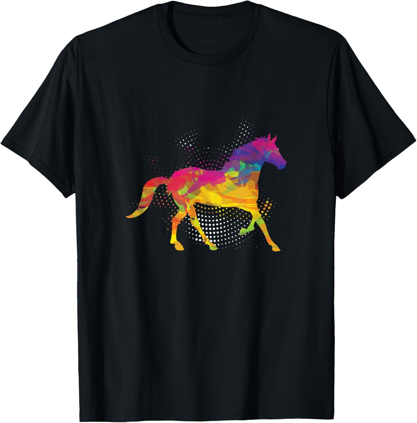Horse Lover Equestrian Horse Jockey Fan Polygon Animal Lover T-Shirt - T-Shirt | Black