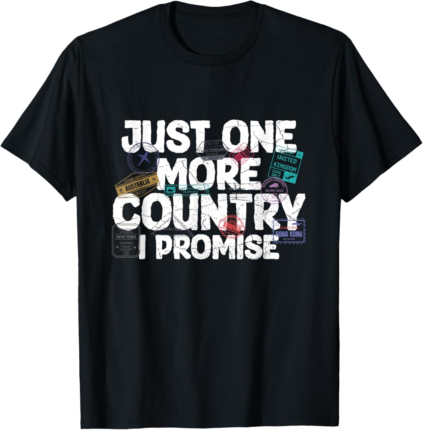 Passport Stamps Quote for a Passport Stamp Collector T-Shirt - T-Shirt | Black