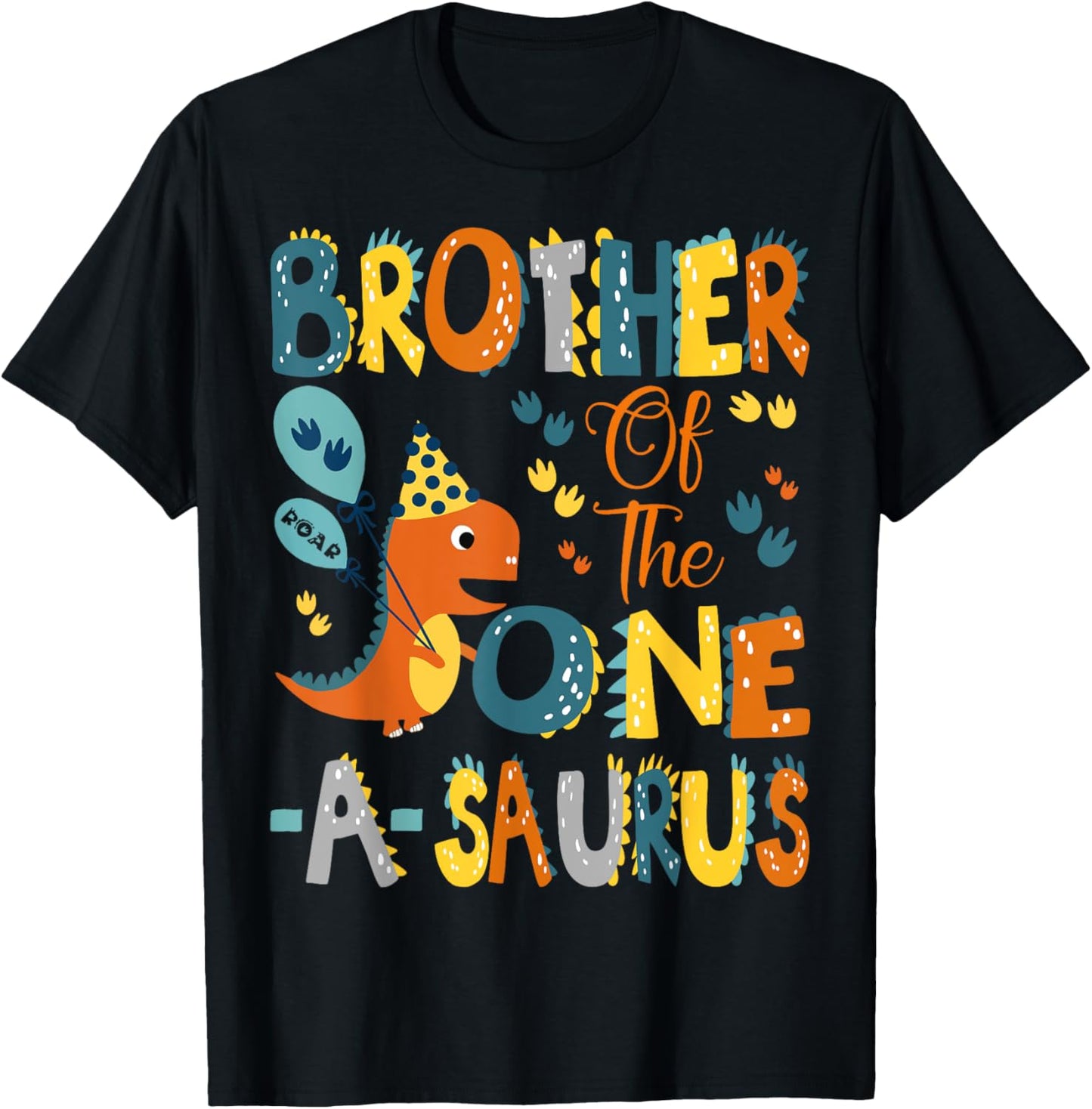 Brother Of The One-A-Saurus 1St Birthday Dinosaur Party T-Shirt - T-Shirt | Black
