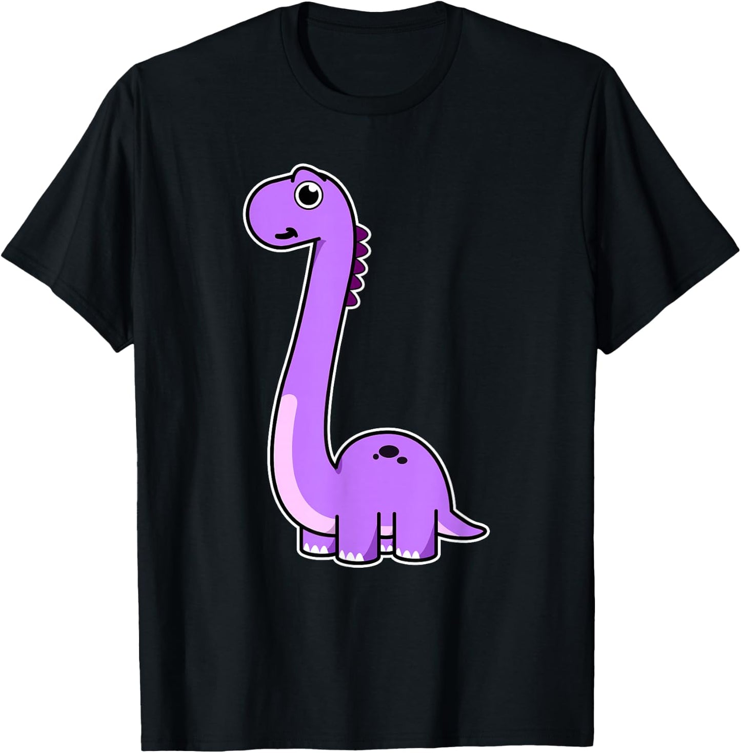 Cute Brontosaurus Dinosaur - Purple Dino Adult and Kids T-Shirt - T-Shirt | Black