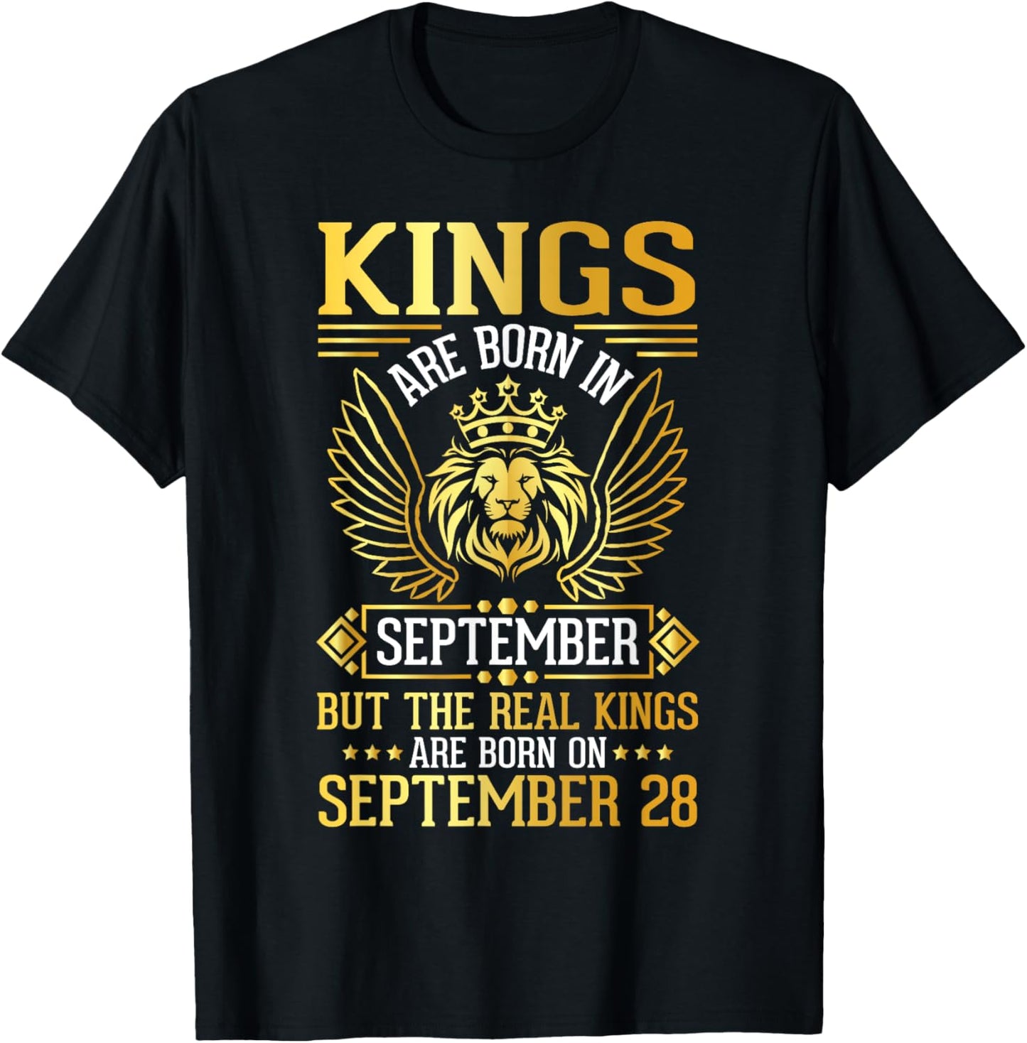 Kings Are Born In Sept Real Kings Are Born On September 28 T-Shirt - T-Shirt | Black