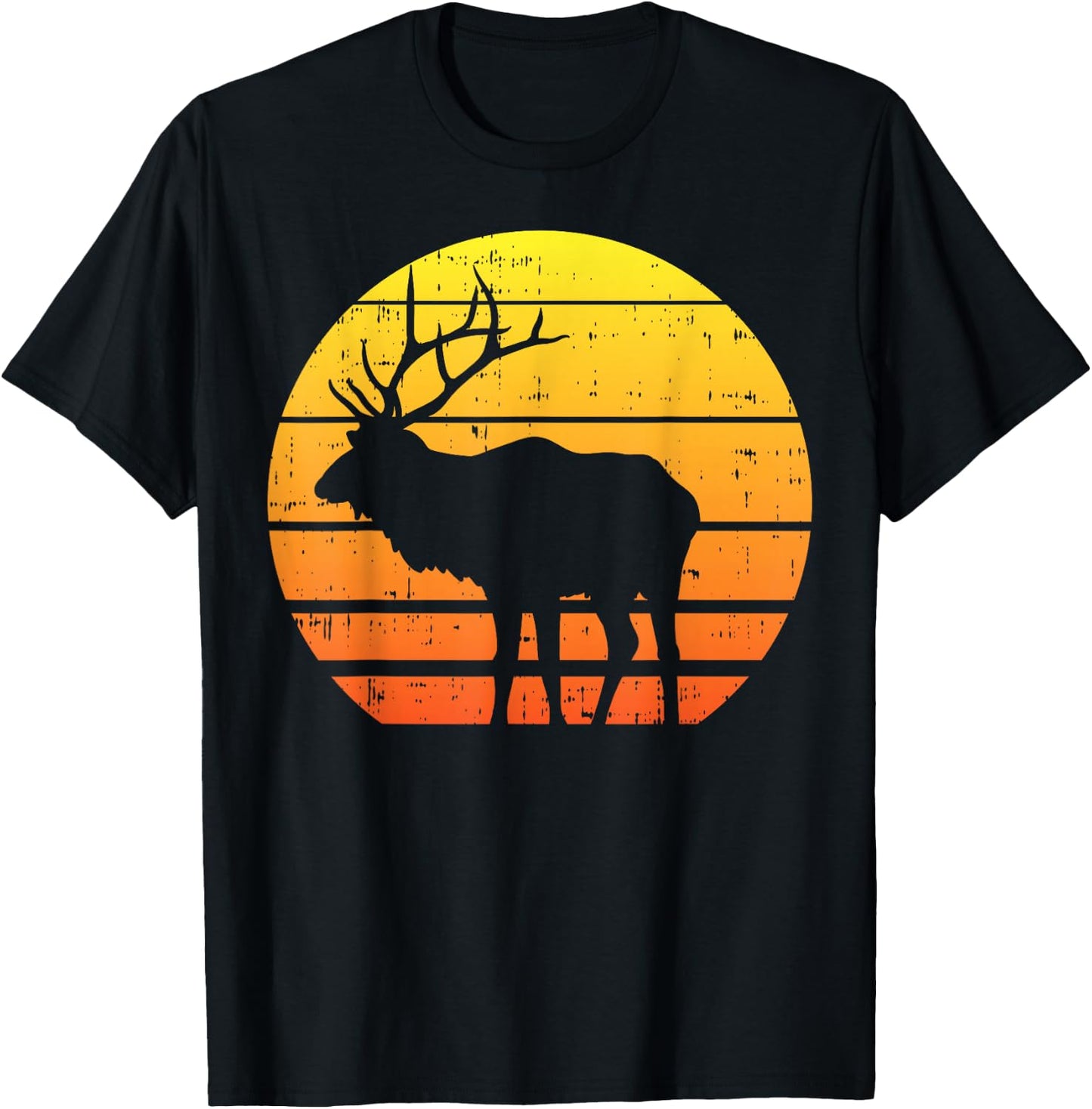 Deer Sunset Elk Buck Hunting Archery Hunter Archer Gift T-Shirt - T-Shirt | Black