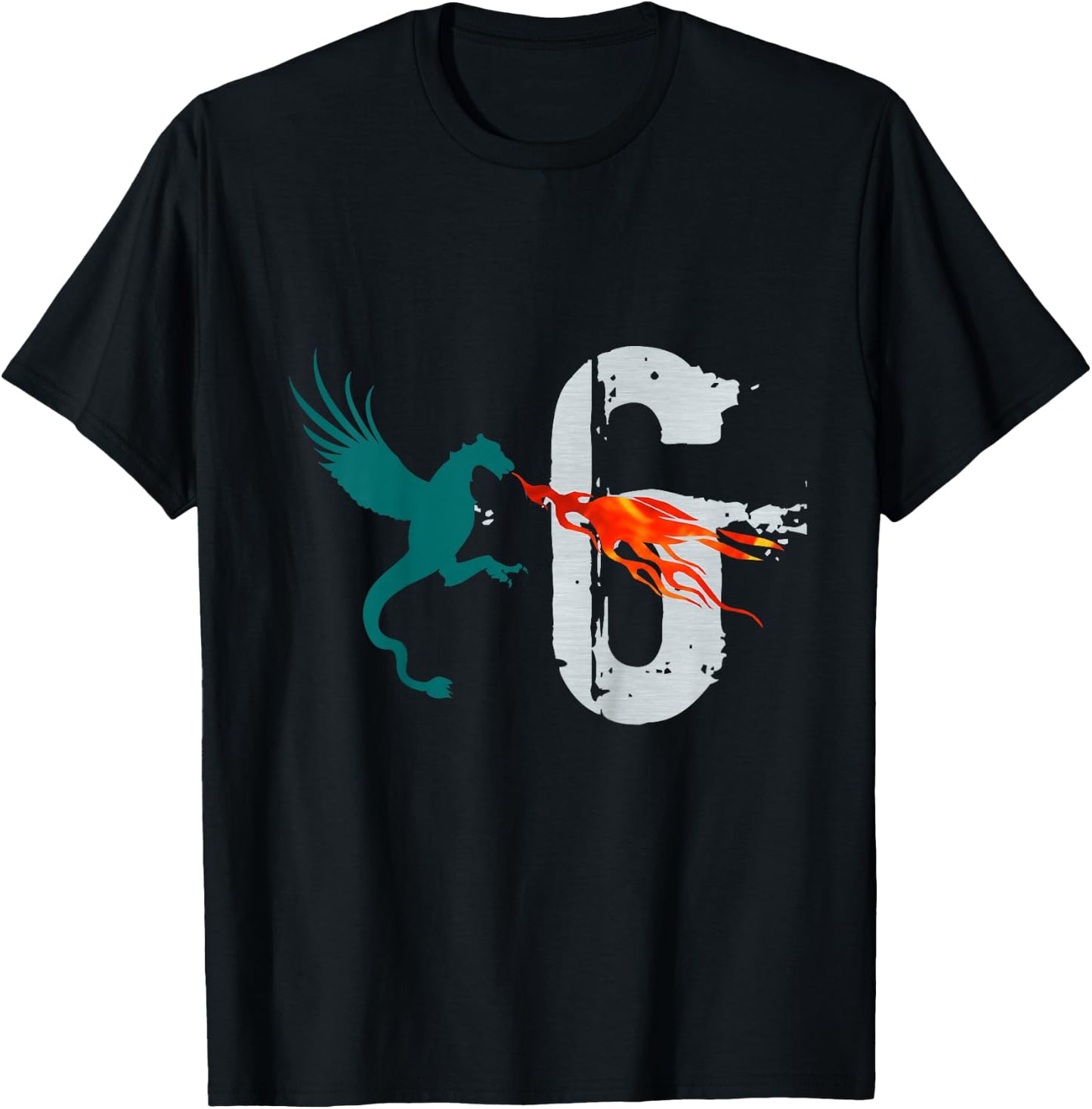 Kids Boys Girls 6 Year Old Birthday Dragon Shirt 6th Birthday T-Shirt - T-Shirt | Black