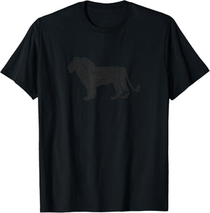 Lion Distressed Print - Vintage Lion T-Shirt - T-Shirt | Black