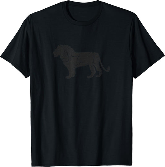 Lion Distressed Print - Vintage Lion T-Shirt - T-Shirt | Black