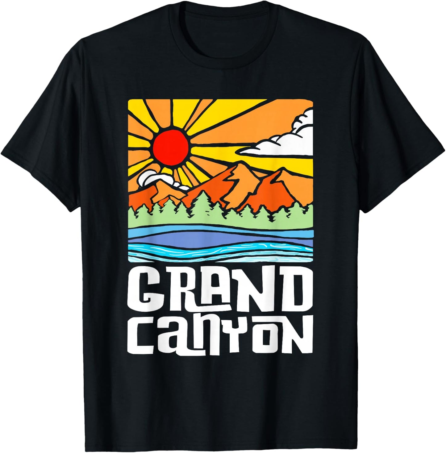 Grand Canyon National Park Artistic Nature & Mountains T-Shirt - T-Shirt | Black