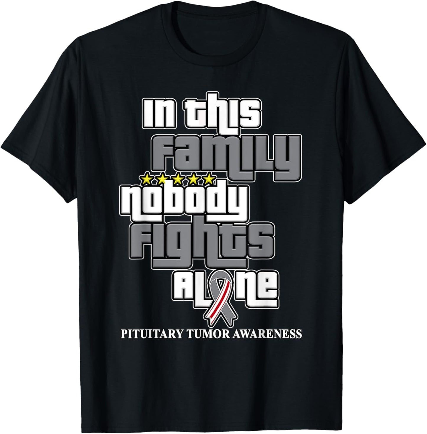 Nobody Fights Alone Pituitary Tumor Awareness T-Shirt - T-Shirt | Black
