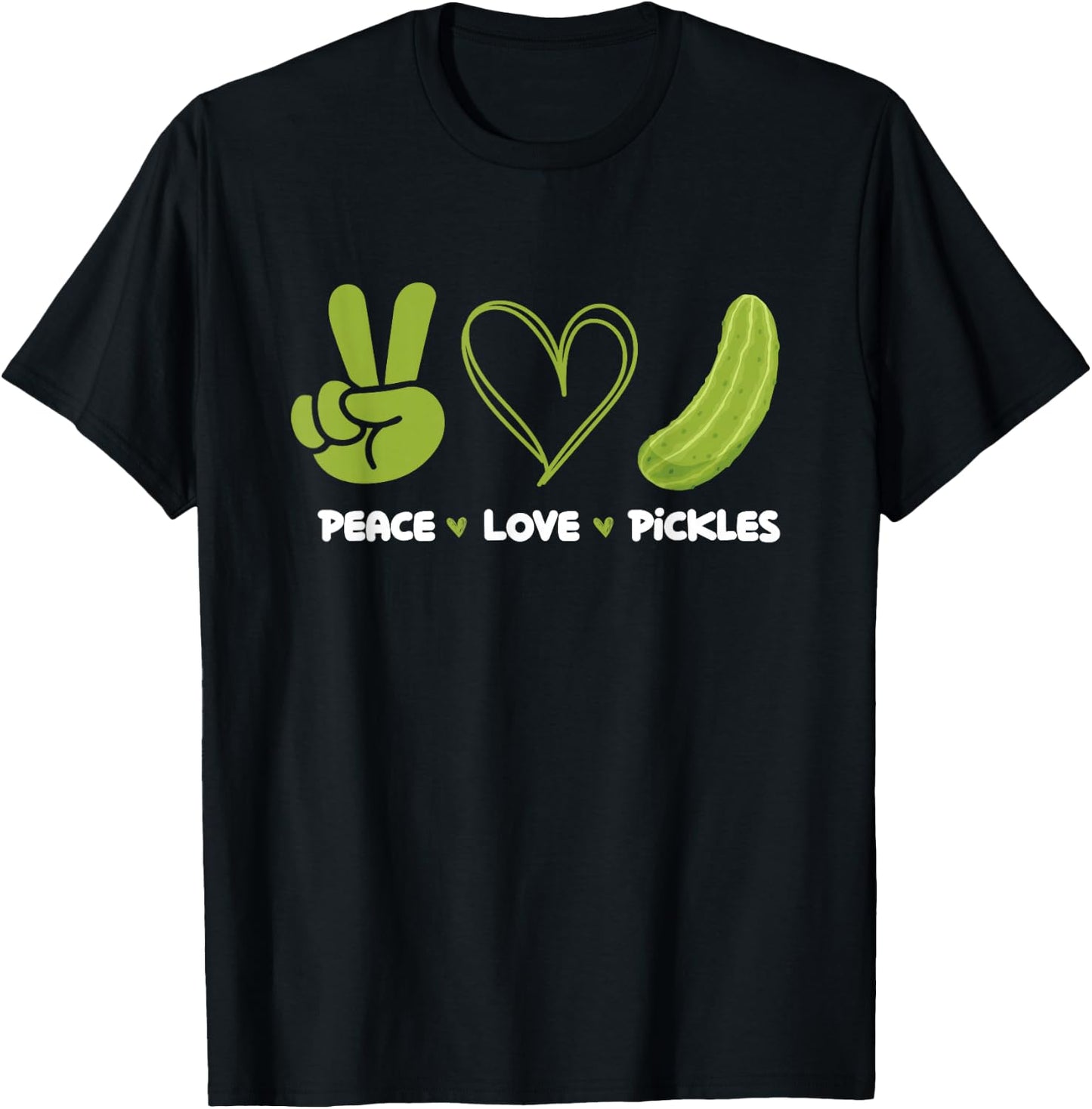 Peace Love Pickles - Dill Pickle Lover Pickling Cucumber T-Shirt - T-Shirt | Black
