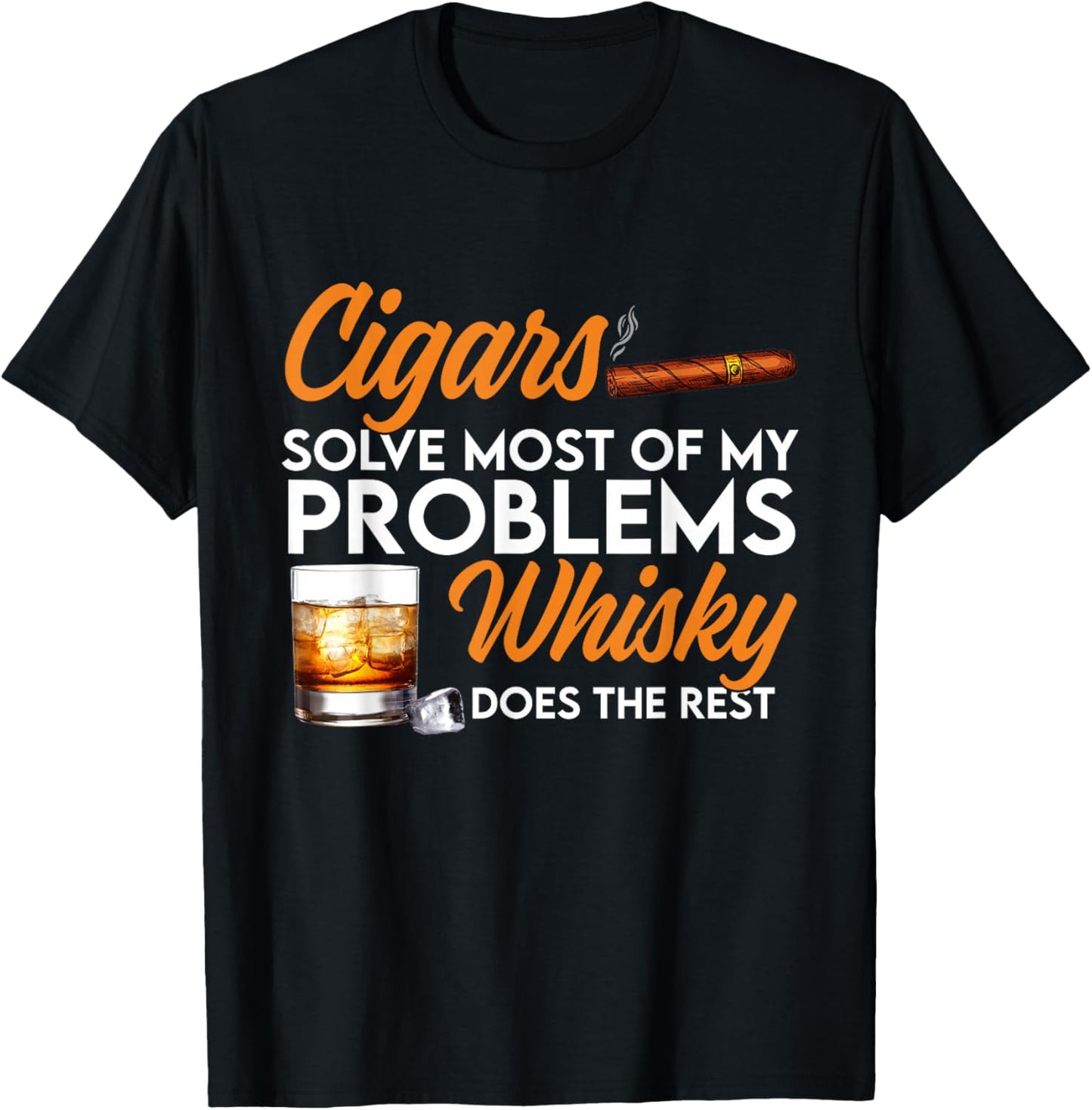 Cigars And Whiskey Funny Drinking Lover Adults Men Women T-Shirt - T-Shirt | Black