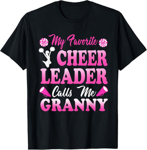 My Favorite Cheerleader Calls Me Granny Sports Cheer Family T-Shirt - T-Shirt | Black