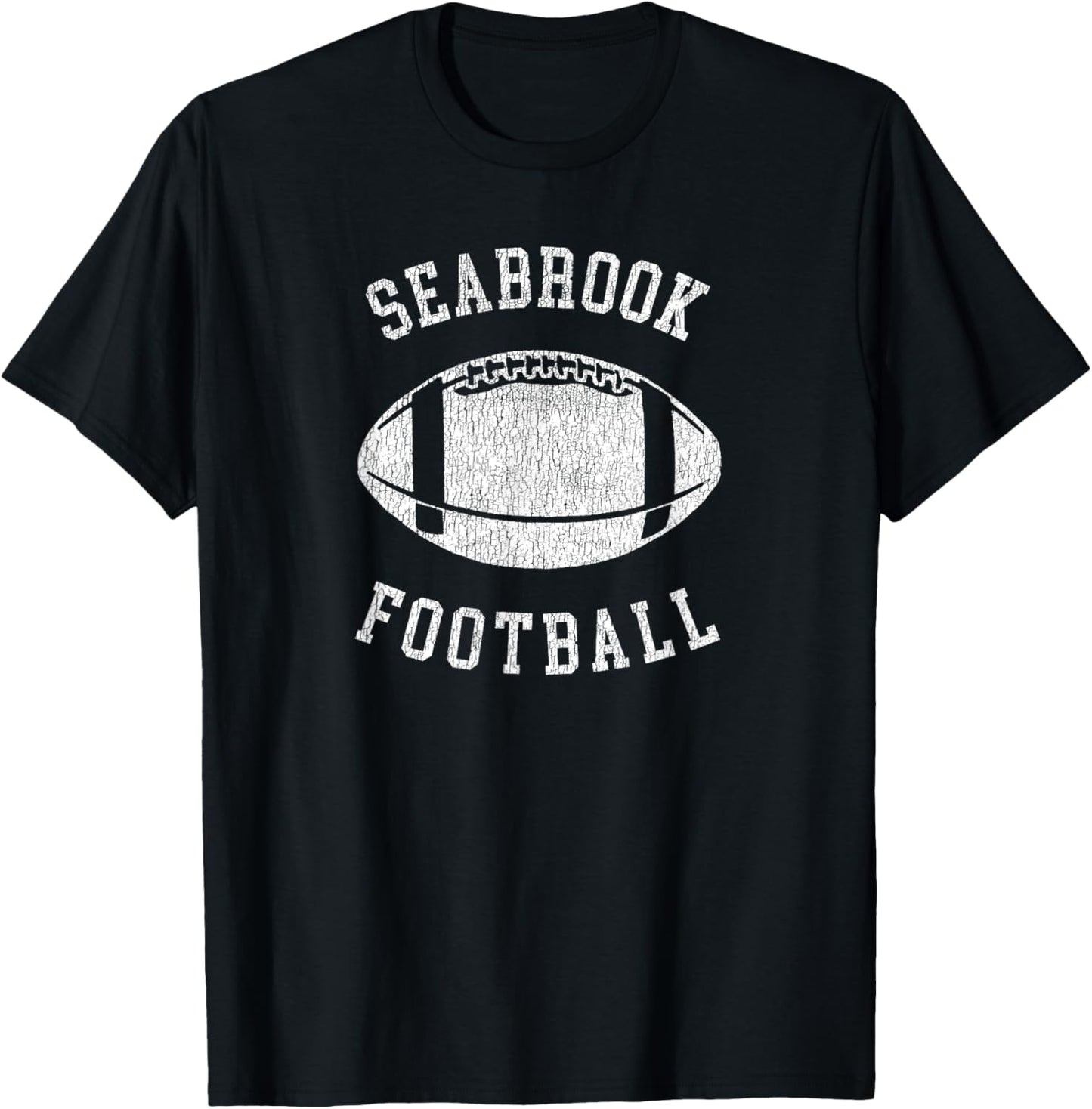 Seabrook Football Distressed Vintage 80's Throwback Classic T-Shirt - T-Shirt | Black