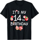 Its My 14th Birthday Cute Strawberry Cherry 14 Year Old Girl T-Shirt - T-Shirt | Black