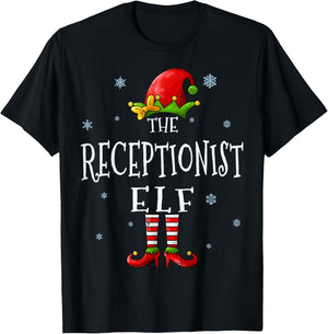 The Receptionist Elf Squad Funny Groupe Matching Christmas T-Shirt - T-Shirt | Black
