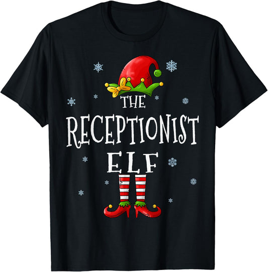 The Receptionist Elf Squad Funny Groupe Matching Christmas T-Shirt - T-Shirt | Black