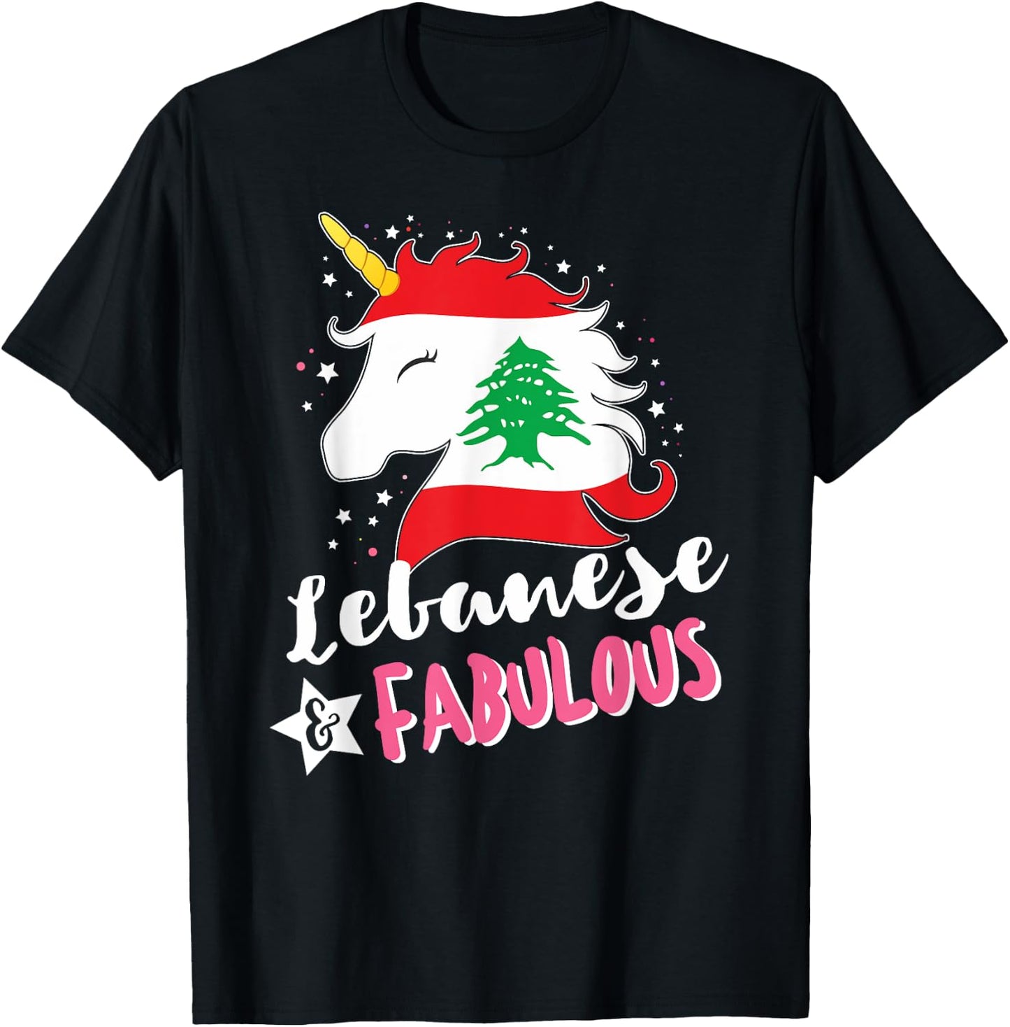 Lebanese Unicorn Lebanon Flag T-Shirt - T-Shirt | Black