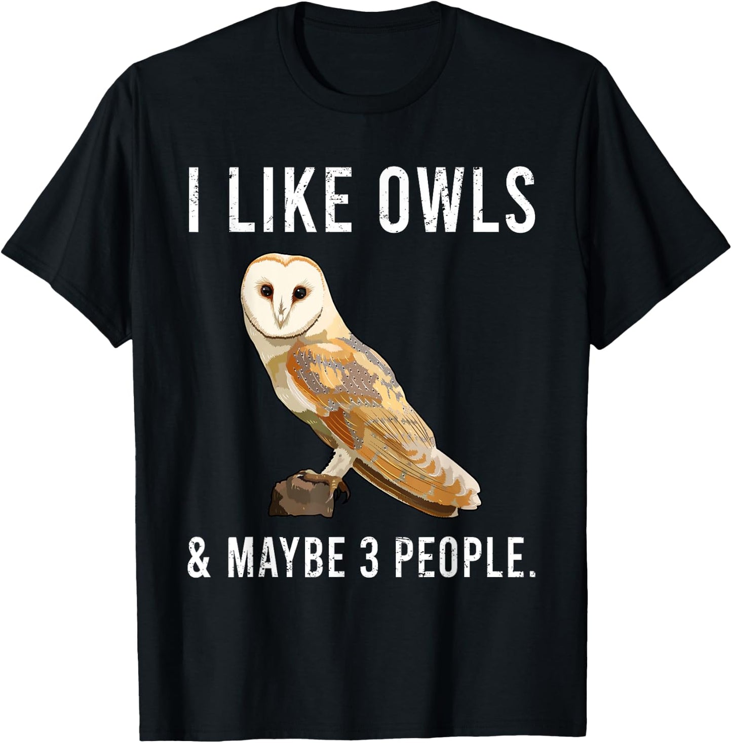 Funny I Like Barn Owls And Maybe 3 People T-Shirt - T-Shirt | Black