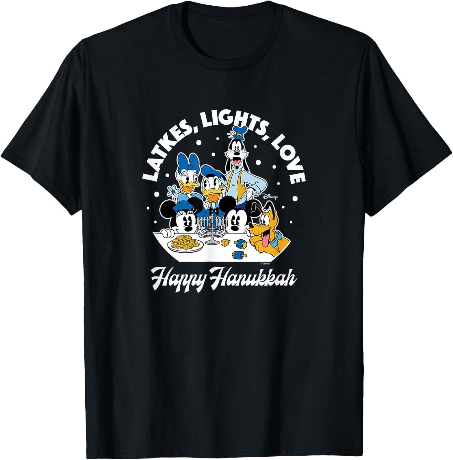 Disney - Mickey Minnie Donald Goofy Pluto Happy Hanukkah T-Shirt - T-Shirt | Black