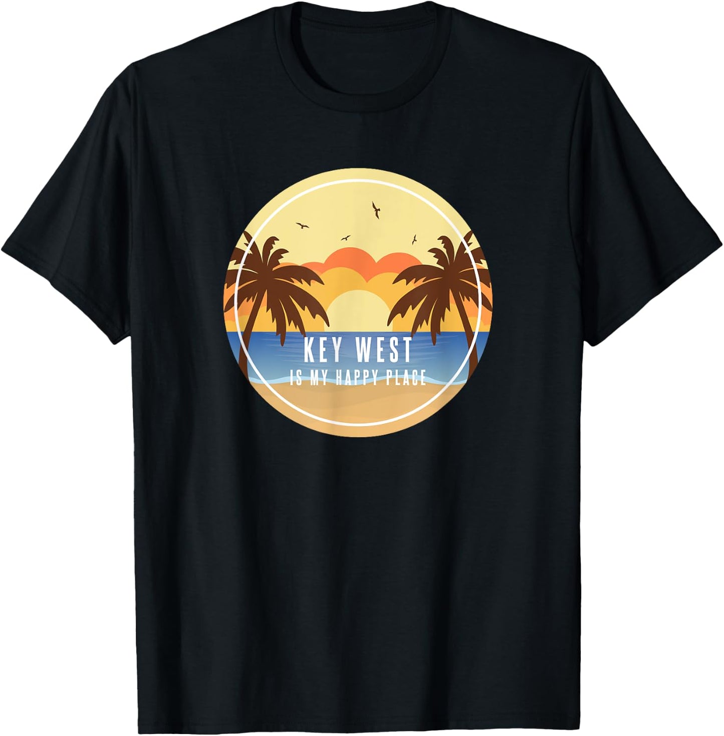 Key West Florida Is My Happy Place Fun Beach Vacation Sun Pa T-Shirt - T-Shirt | Black