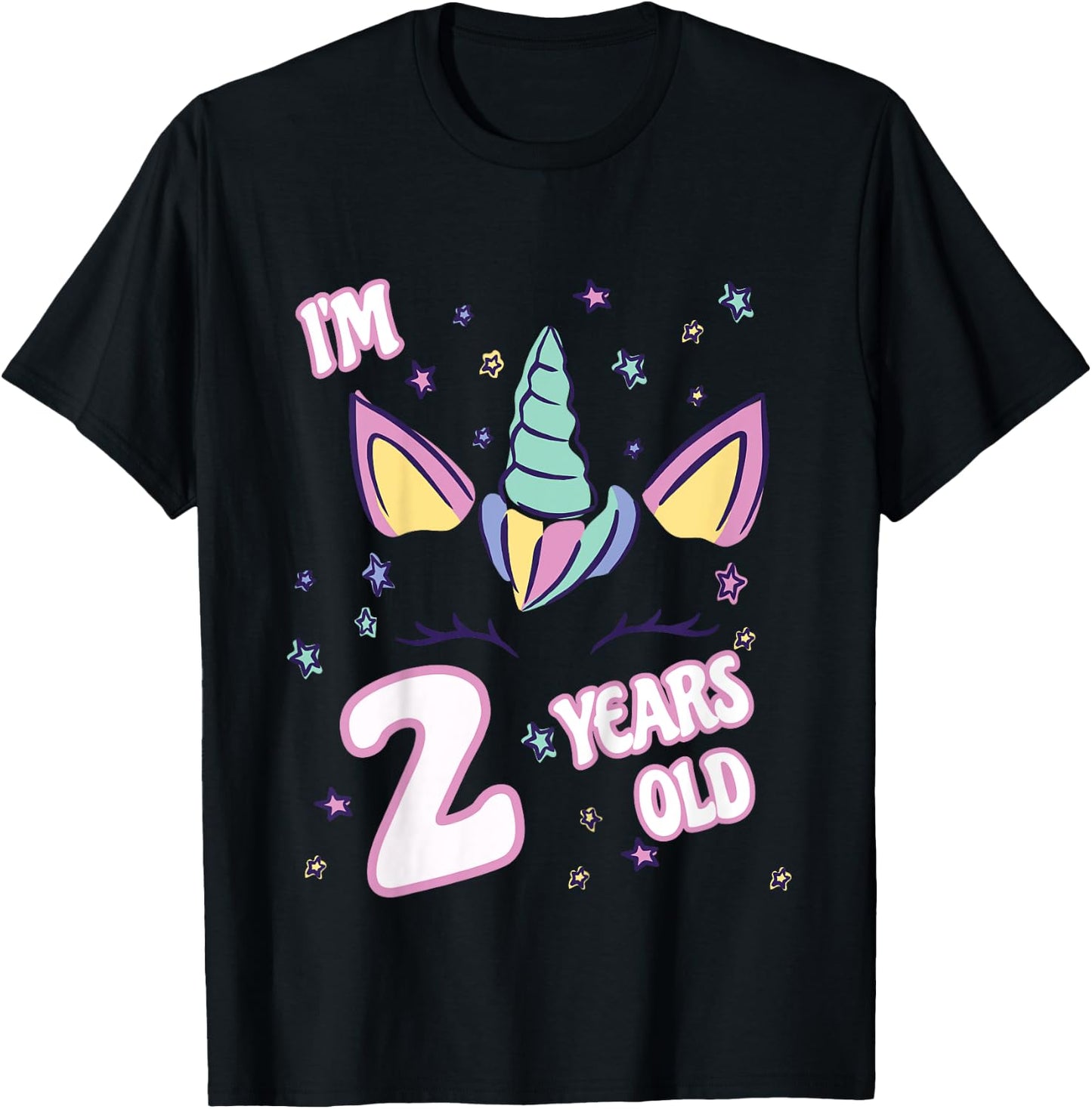 Unicorn 2nd birthday i'm 2 years old girl unicorn design T-Shirt - T-Shirt | Black