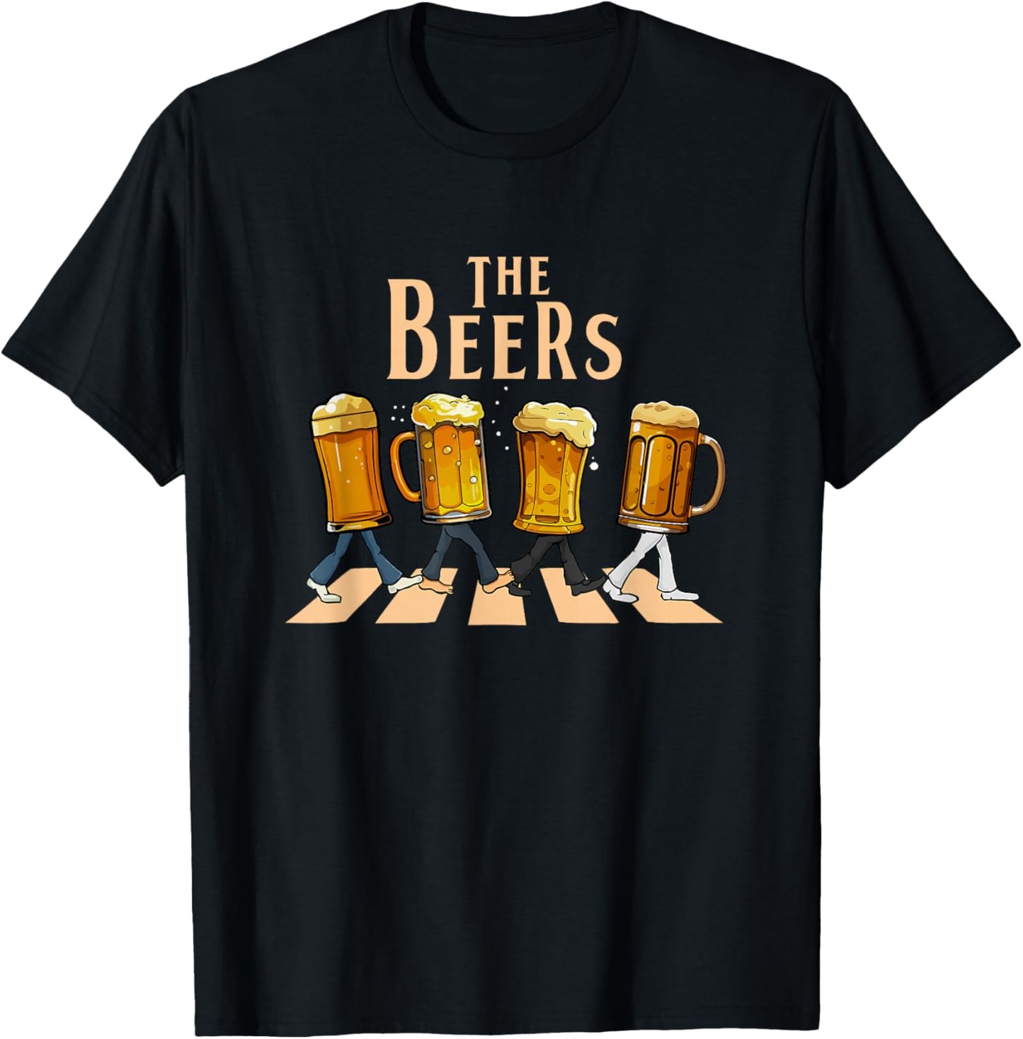 The Beers Abbey Road Parody Funny Beer Lovers T-Shirt - T-Shirt | Black