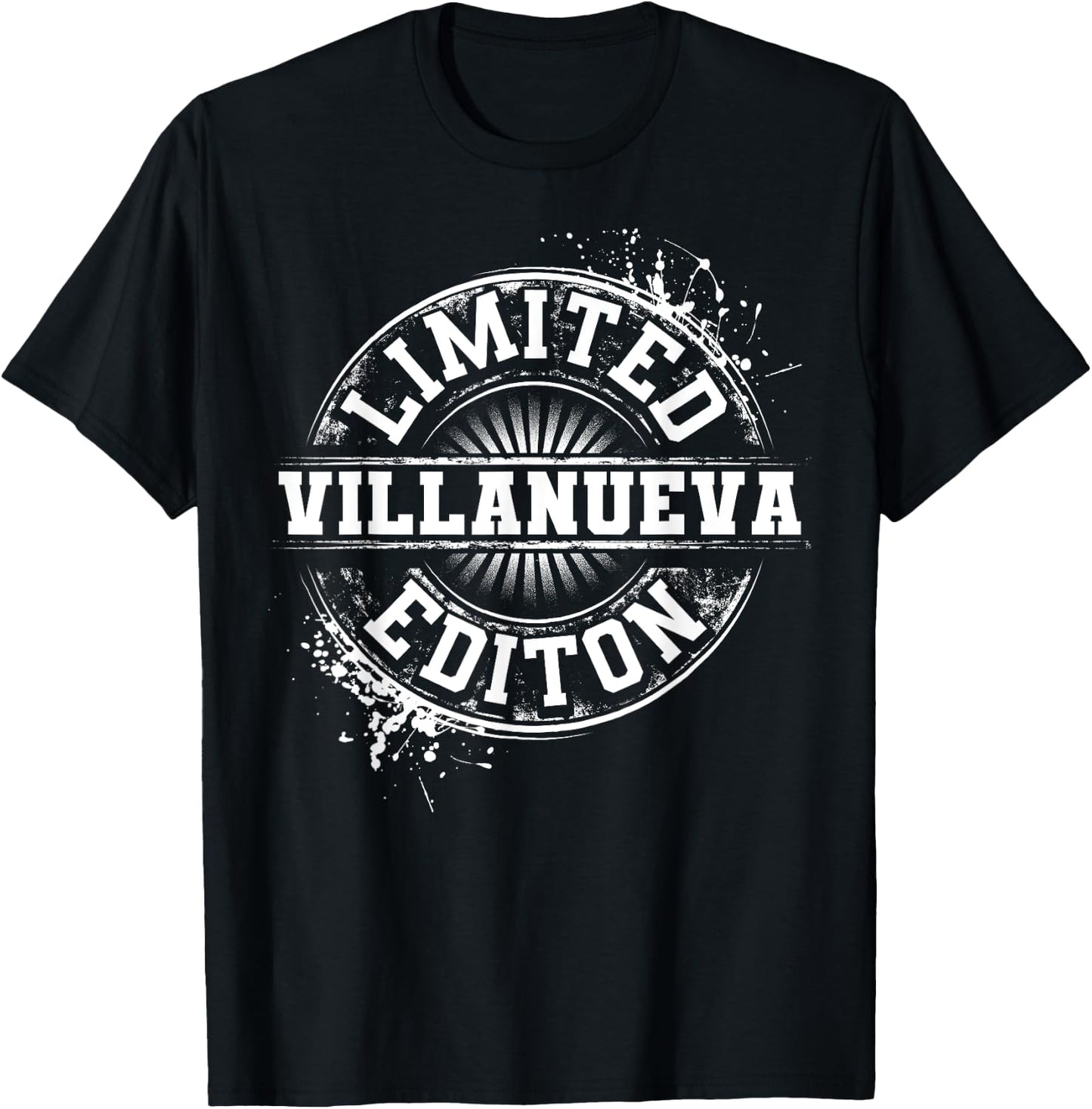 VILLANUEVA Funny Surname Family Tree Birthday Reunion Gift T-Shirt - T-Shirt | Black