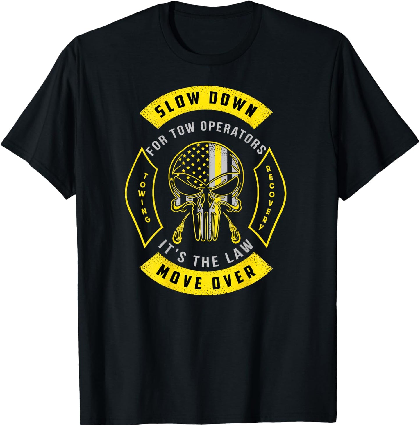 Tow Lives Matter Thin Yellow Line Tow Truck Driver Shirt T-Shirt - T-Shirt | Black