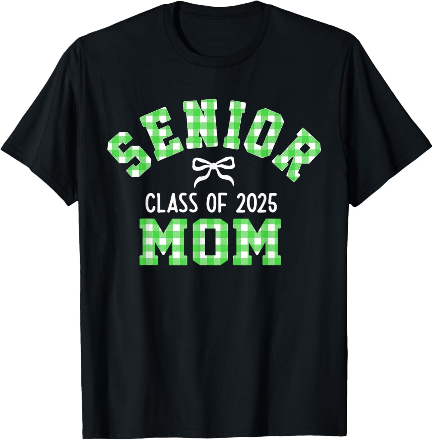 Senior 2025, Class of 2025, Senior Mom Bow Back to School T-Shirt - T-Shirt | Black