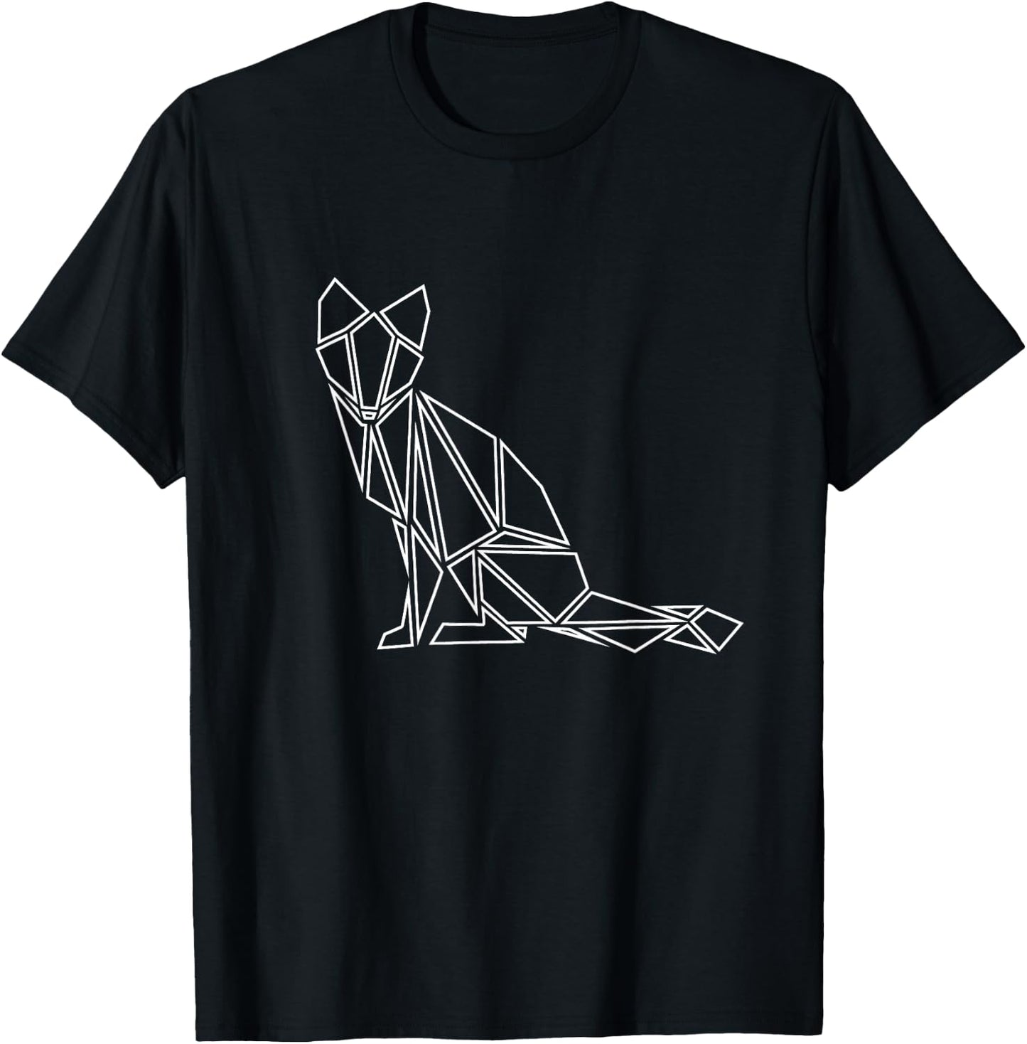 POLYGON FOX forest animal geometric polygon minimalist T-Shirt - T-Shirt | Black