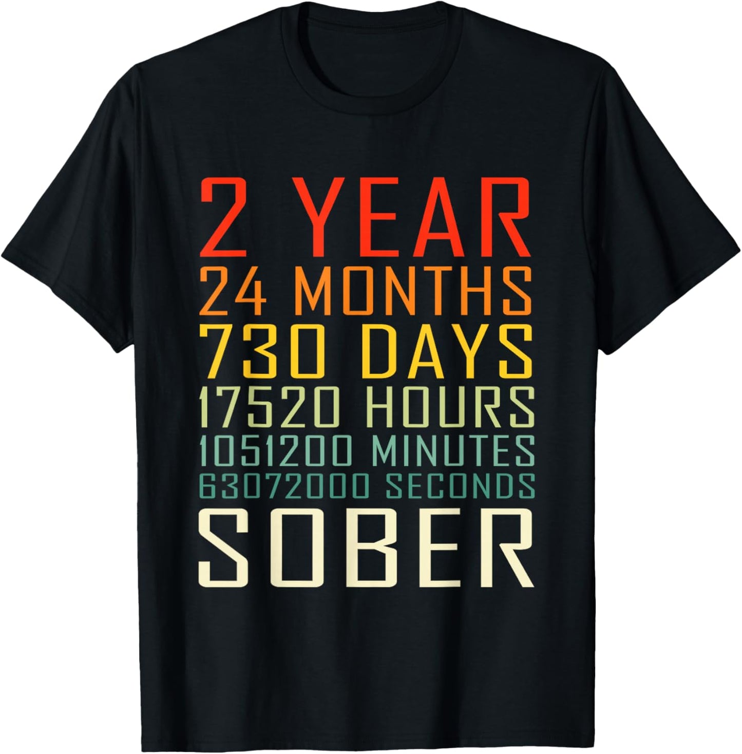 2 Year Sobriety Anniversary Vintage 2 Years Sober T-Shirt - T-Shirt | Black