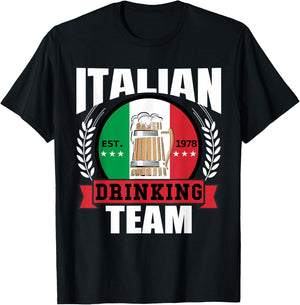 Italian Drinking Team Funny Italy Flag Beer Party Gift T-Shirt - T-Shirt | Black