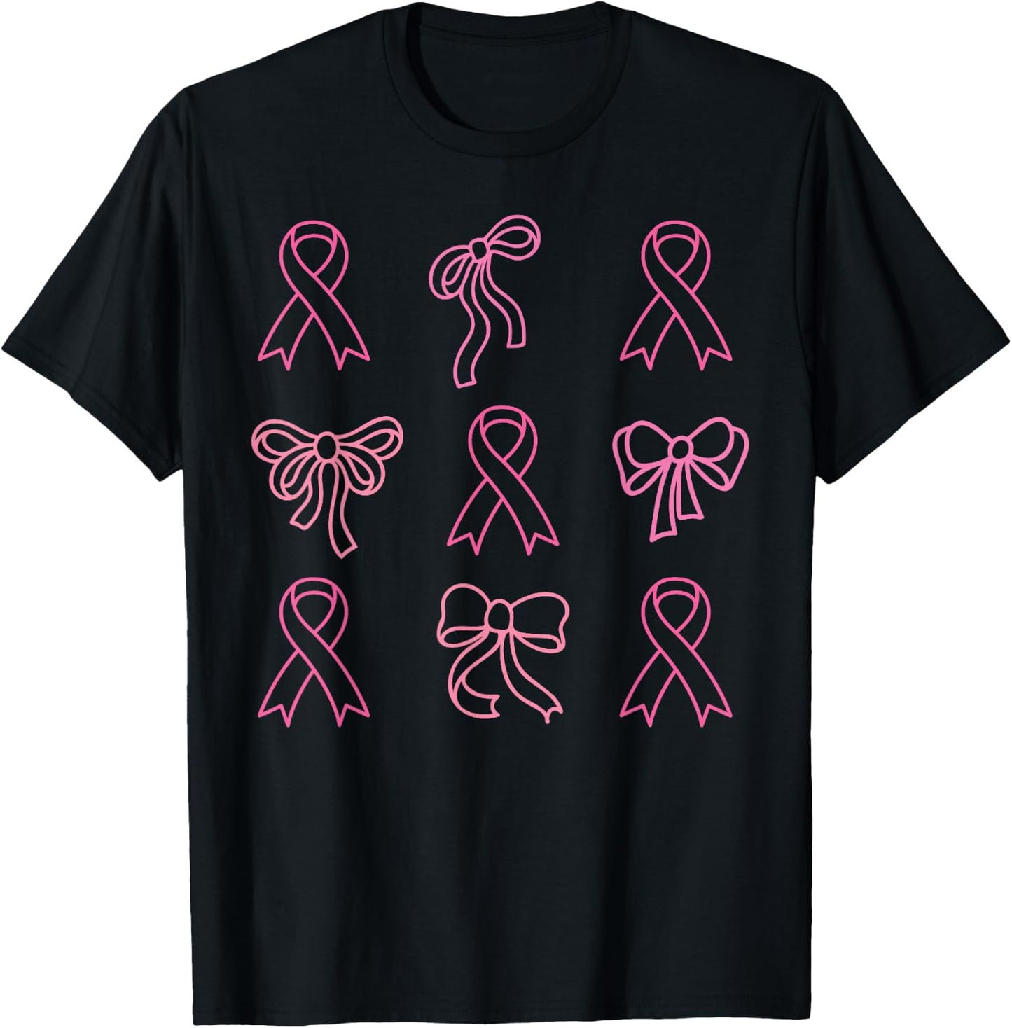 Breast Cancer Awareness Pink Coquette Bow Warrior T-Shirt - T-Shirt | Black