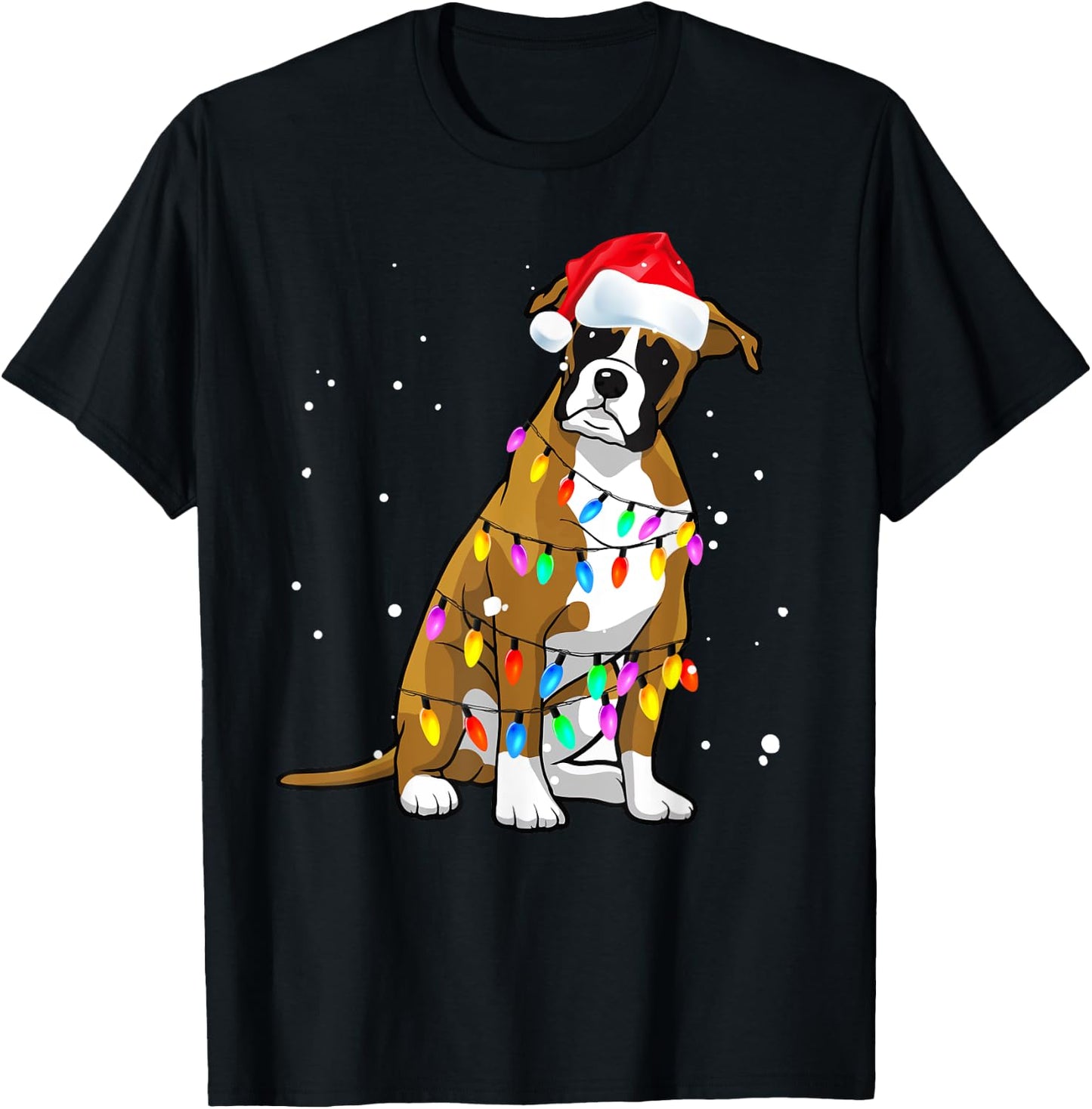 Boxer Christmas Boxer Dog Christmas Shirt Gift Men Women Kids T-Shirt - T-Shirt | Black