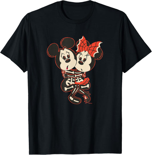 Disney Mickey Mouse & Minnie Mouse Sweetly Scared Halloween T-Shirt - T-Shirt | Black