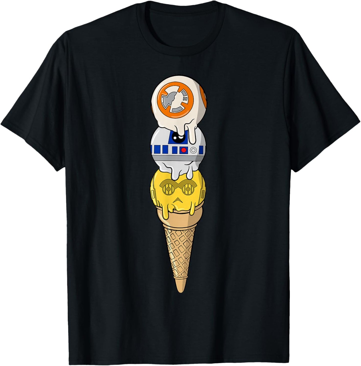 Star Wars Classic BB-8 R2-D2 & C-3PO Ice-Cream Scoops T-Shirt - T-Shirt | Black