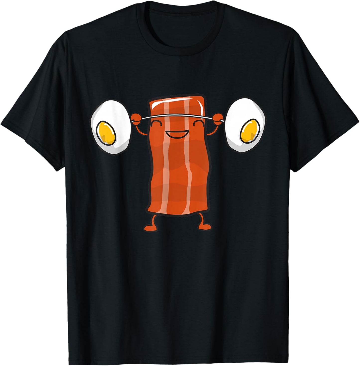 Bacon Lifting Eggs Funny Keto Snatch Squat Barbell Weight T-Shirt - T-Shirt | Black