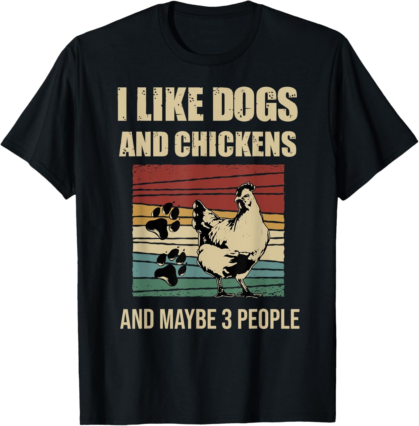 I Like Dogs And Chickens And Maybe 3 People Vintage T-Shirt - T-Shirt | Black